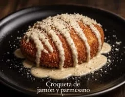 Croqueta de jamón y parmesano de Madre de Dios · Los Praos